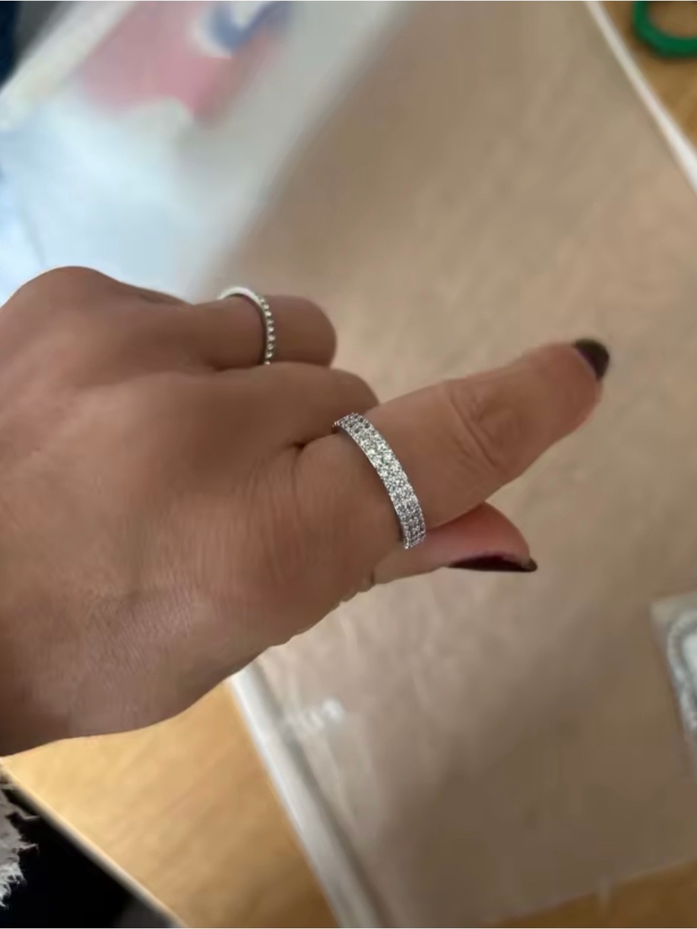Silver Ring Triple-Row Pavé Band Ring in Silver with Clear Stones  High Quality - Picture 8 of 10
